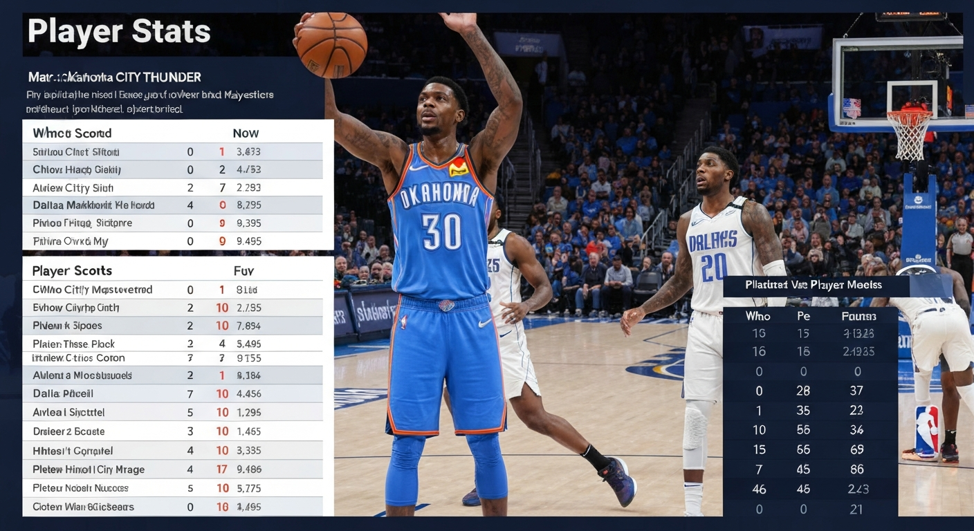 Oklahoma City Thunder vs Dallas Mavericks Match Player Stats